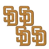 Iron on Patches Sports SD San Diego Teams Letter - Pack of 4 - Ideal for Shirts, Jackets, Hats, Jeans, Shoes, Bags - Durable, Easy Apply (Gold)