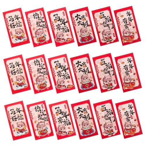 Sewroro 90個年馬年春節用入り 和紙製赤い封筒 独創的デザインで伝統と現代を融合したラッキーマネー袋 大容量で現やカード収納に 旧正月パ