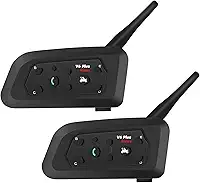 Intercomunicador V6 Plus para Capacete, Bluetooth, 1200m, Kit Duplo com Microfone, 2 unidades