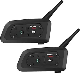 Intercomunicador V6 Plus para Capacete, Bluetooth, 1200m, Kit Duplo com Microfone, 2 unidades