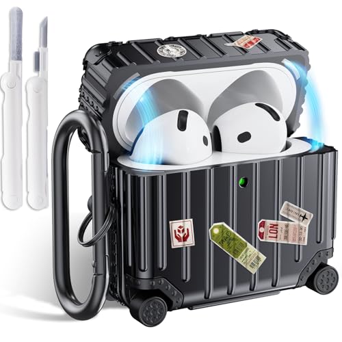 Idée cadeau originale : étui AirPods 4 motif valise drôle avec kit entretien complet