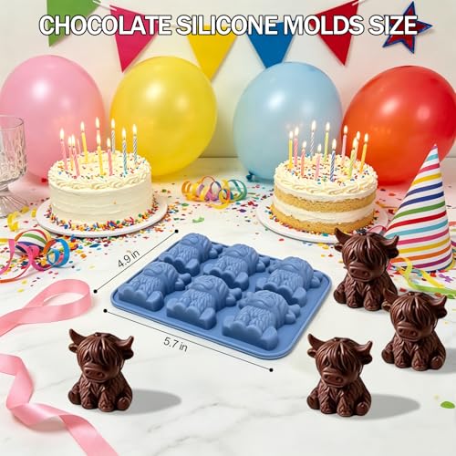 Molde de silicona 3D vaca Highland para cubos de hielo miniatura 6
