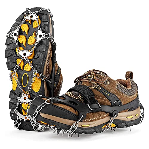 Begchy 1 Par de Crampones de 24 Dientes Antideslizantes para Escalada en Nieve y Hielo, Cubiertas Antideslizantes para Zapatos, Tacos de Punta, Crampones, Chanclos Antideslizantes,M