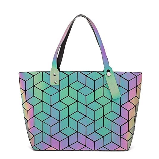 Batcat Luminous Holograpic Geometric Tote Bag Shoulder Handbag for Women And Girls (Black(muticolor)) (B0BJKKK332) Amazon Price History, Amazon Price Tracker