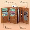 ekavale Damen Leder-Geldbörse mit Blumenmotiv und RFID-Blockierung, Portemonnaie Langformat mit Druckknopfverschluss (Braun) #3