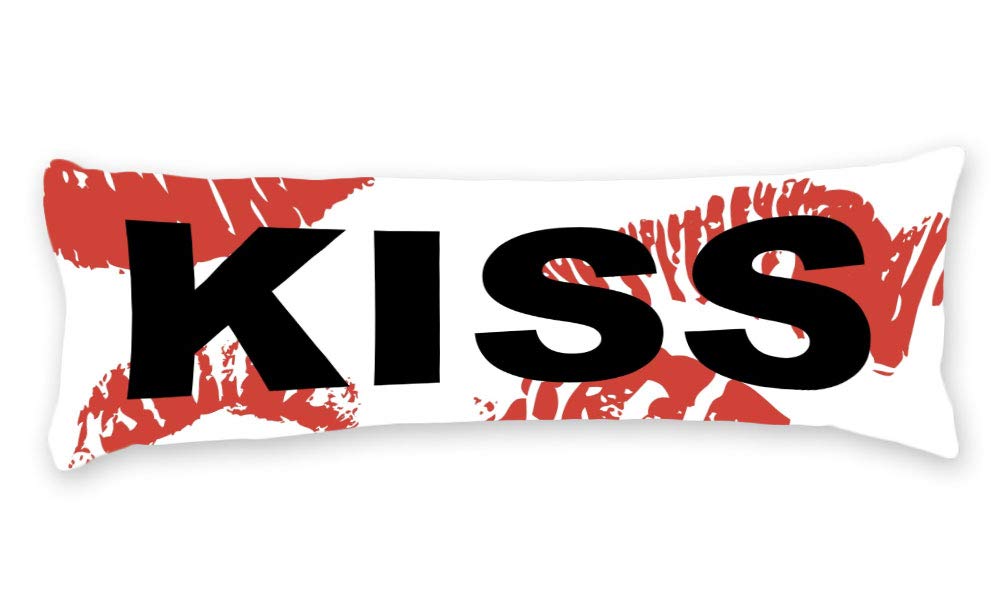 AILOVYO Pillow Cover Kiss Sexy Lip Silky Shiny Satin Long Body Pillow Case Home Decor 20 x 54Inch