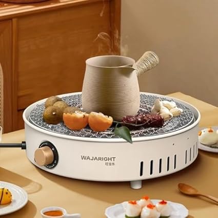 Juflix Table Grill, Auto-Thermostat Control with Overheat Protection - Space Saving- Ideal for BBQ Perfect for both Indoor & Outdoor cooking Electric Barbecue Grill