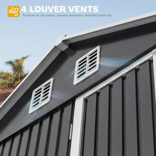 Image of DWVO 7x5ft Outdoor Storage Shed with Window & 3 Lockable Doors