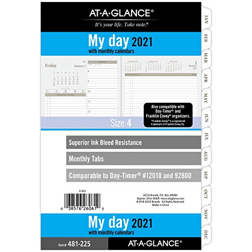 2021 Daily Planner Refill by AT-A-GLANCE, 92800 Day-Timer, 5-1/2
