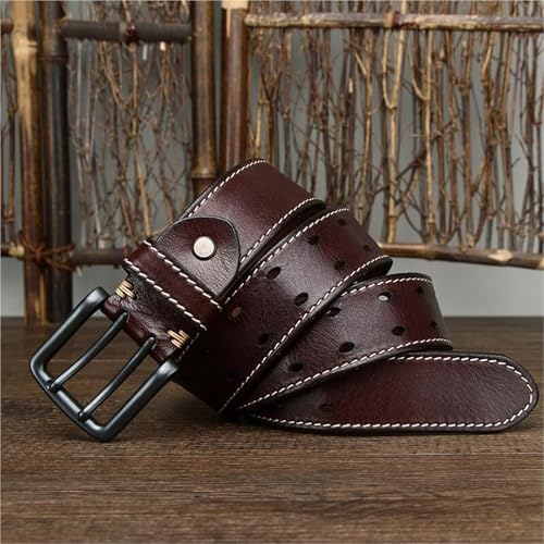 Ceinture vintage cuir de vachette pleine fleur homme double couture