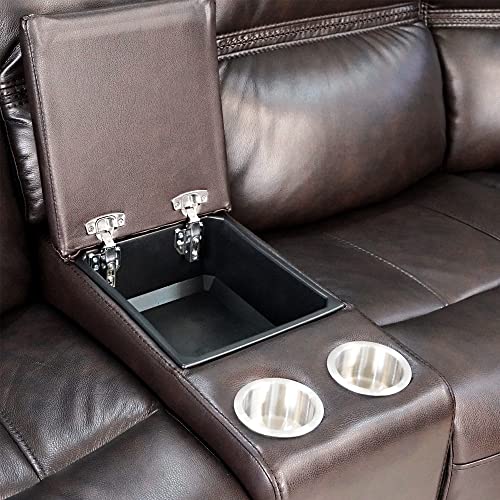 Sectional Sofa for Living Room Furniture Couches for Living Room Top Grain Leather Modular Power Sectional Sofa Adjustable Headrest Cross Stitching Sectional 4 Brown 253" L x 41.75" W x 42.5" H - Image 6