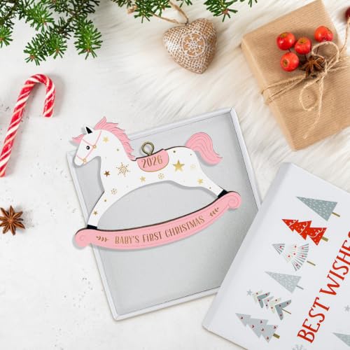 WhatSign Baby's First Christmas Ornament 2026 - Pink Wooden Newborn Girl Christmas Tree Decoration Keepsake - image 2