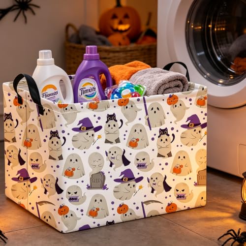 Image of Rectangle Storage Basket,Gift Baskets,Room Decor(Grey Ghost Halloween)