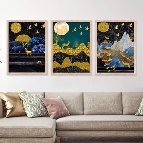 Image of kotart Modern Wall Art Framed Painting for Wall Decoration - Wall Paintings for Living Room, Bedroom - Big Size Wall Painting - Set of 3 - D (Art 9, 19x25 inch)