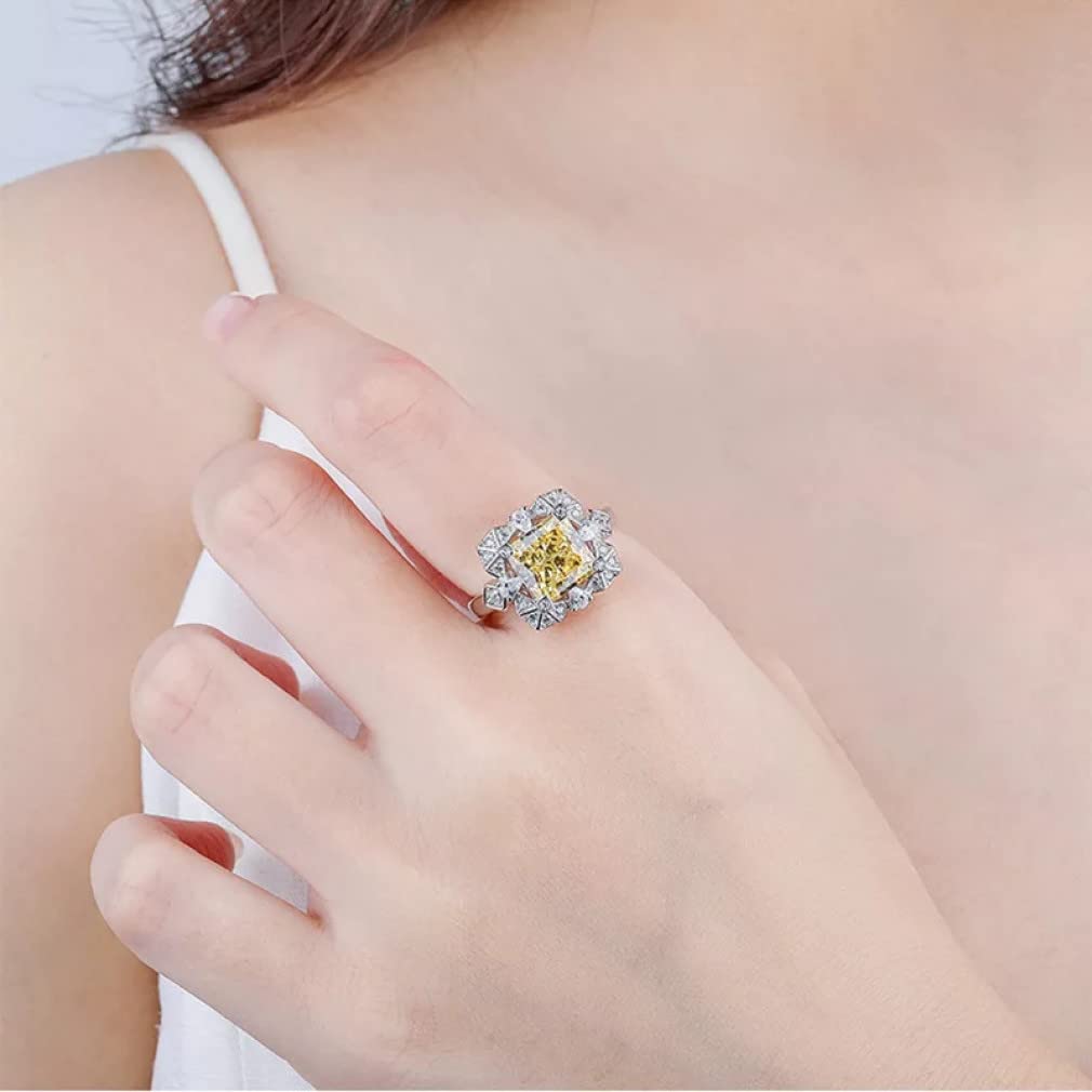 Ringe, 8 mm gelber Diamantring aus hochwertigem Edelstahl (S925), verstellbare Größe, perfektes Geschenk zur Hochzeit oder for Geburtstag