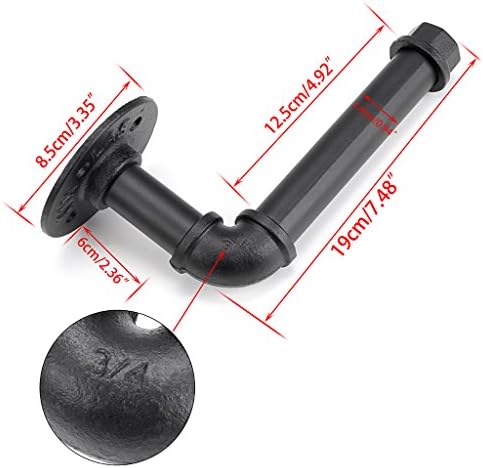BTSKY Vintage Industrial Pipe Toilet Paper Holder (Black)