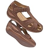 DUOYANGJIASHA Womens Sandals Dressy Summer Beach Bohemia Ankle Strap Causal Comfortable Closed Toe Wedge Shoes for Outdoor