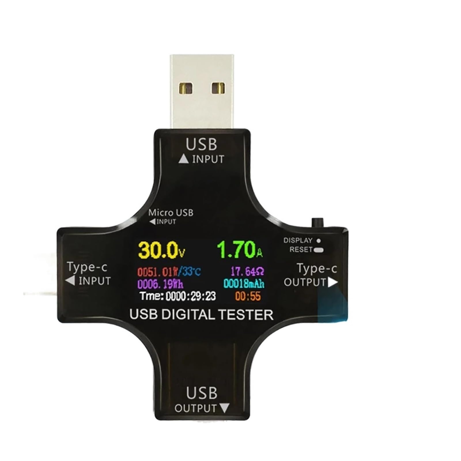 Tester Elettrico, Voltmetro USB Tester Voltmetro CC Wireless Tensione Corrente Misuratore PD USB-C Rilevatore Amperometro Voltmetro(Noir)