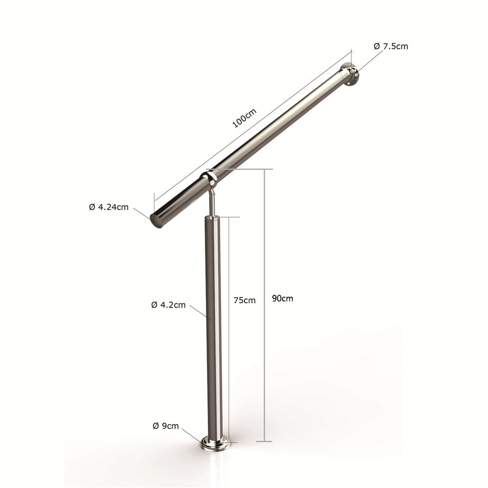 Rampe D'escalier En Acier Inoxydable - 100 Cm - Sans Traverses