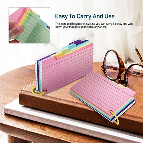 Tofficu 450 peças de fichário com abas com anel, cartões coloridos de 12,5 x 7,6 cm com 8 anéis de f