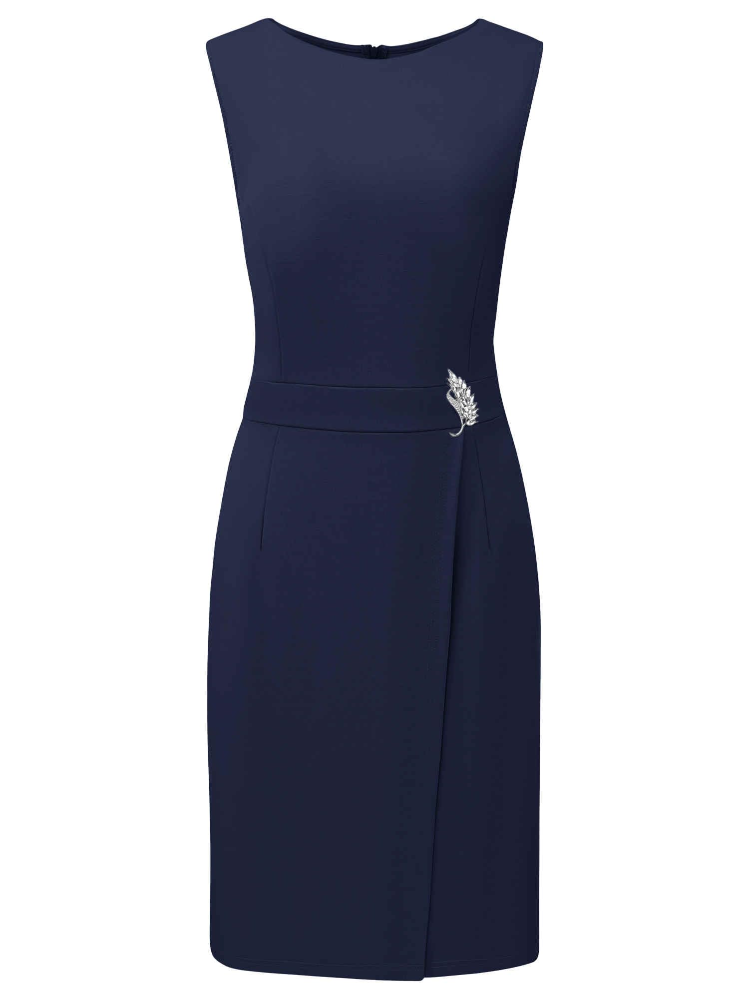 Womens Faux Wrap Pencil Dress Sleeveless Boat Neck Work Office Knee Length Dresses