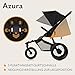 LIONELO AZURA Jogging-Kinderwagen von 6 Monaten bis 22 kg Dreirad-Jogging-Kinderwagen Verstellbare Rückenlehne in eine Liegeposition Große Lufträder Vollständige Stoßdämpfung XXL-Verdeck