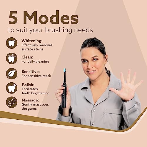AGARO COSMIC PLUS Sonic Electric Tooth Brush For Adults With 5 Modes, 5 Brush Heads, 1 Interdental Head, Carry Case & Rechargeable With 4 Hours... - Image 5