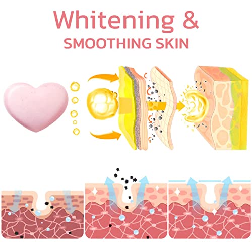 Peach Scent Whitening Scrub Soap, Exfoliating Heart Shaped Soap, Exfoliating Face Wash and Moisturizing Bar Cleanser for Sensitive Skin, Face, Body (1Pcs)