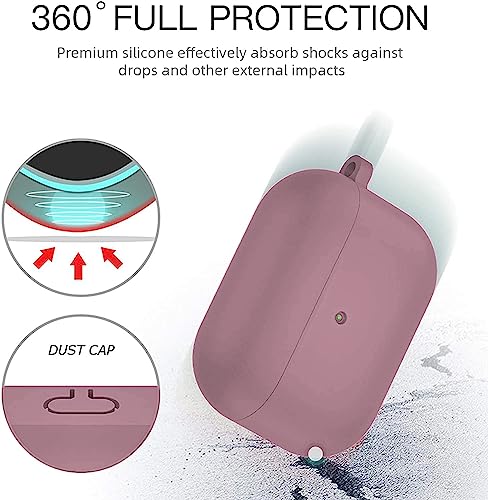 Image of Elzzi Compatible for AirPod Pro Case, Full Protective Silicone Case, Inner Microfiber Lining Airpod Pro Cover, Support Wireless Charging,Cover (Front LED Visible) (Lilac)