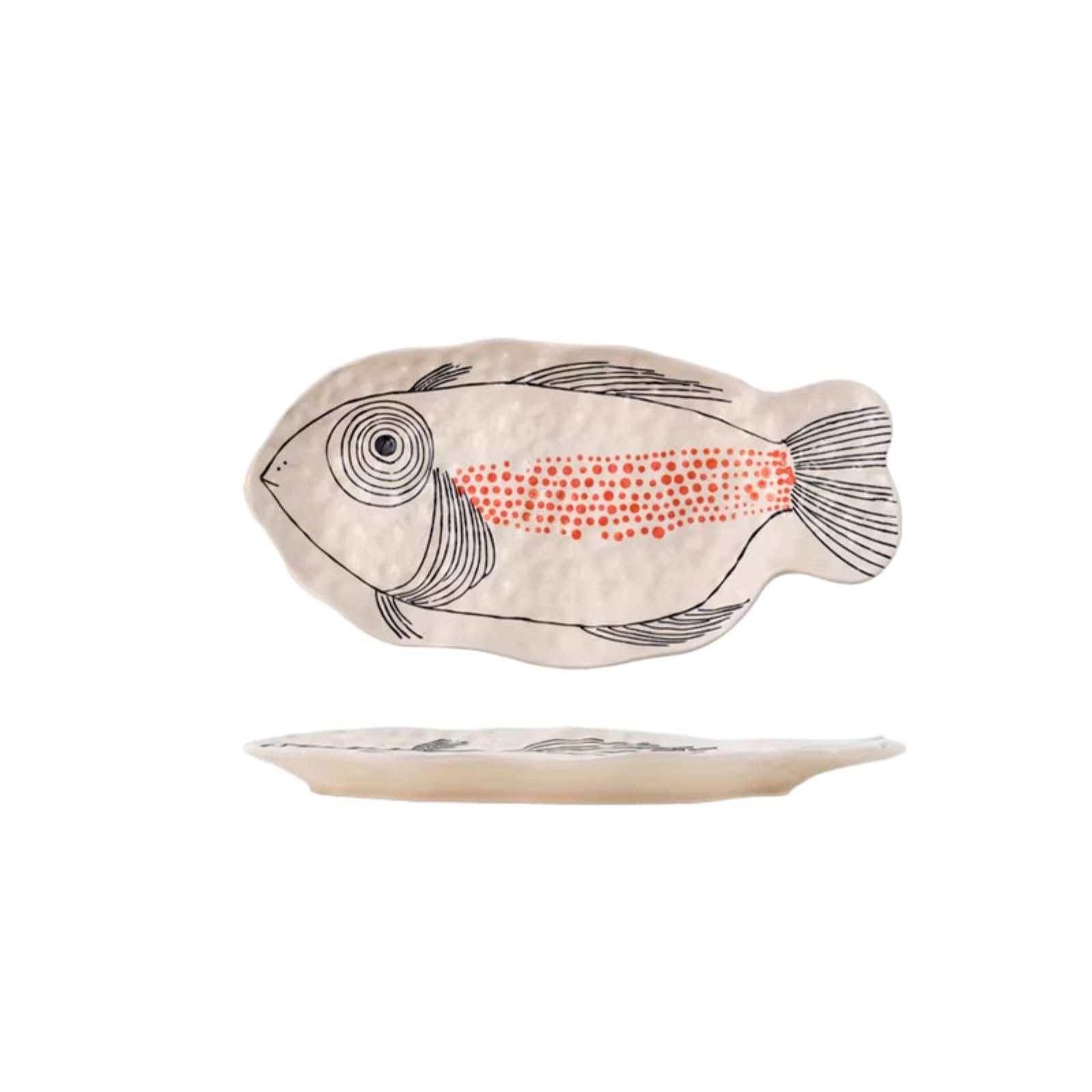 Plat à poisson sashimi en céramique rouge de 35,6 cm pour table