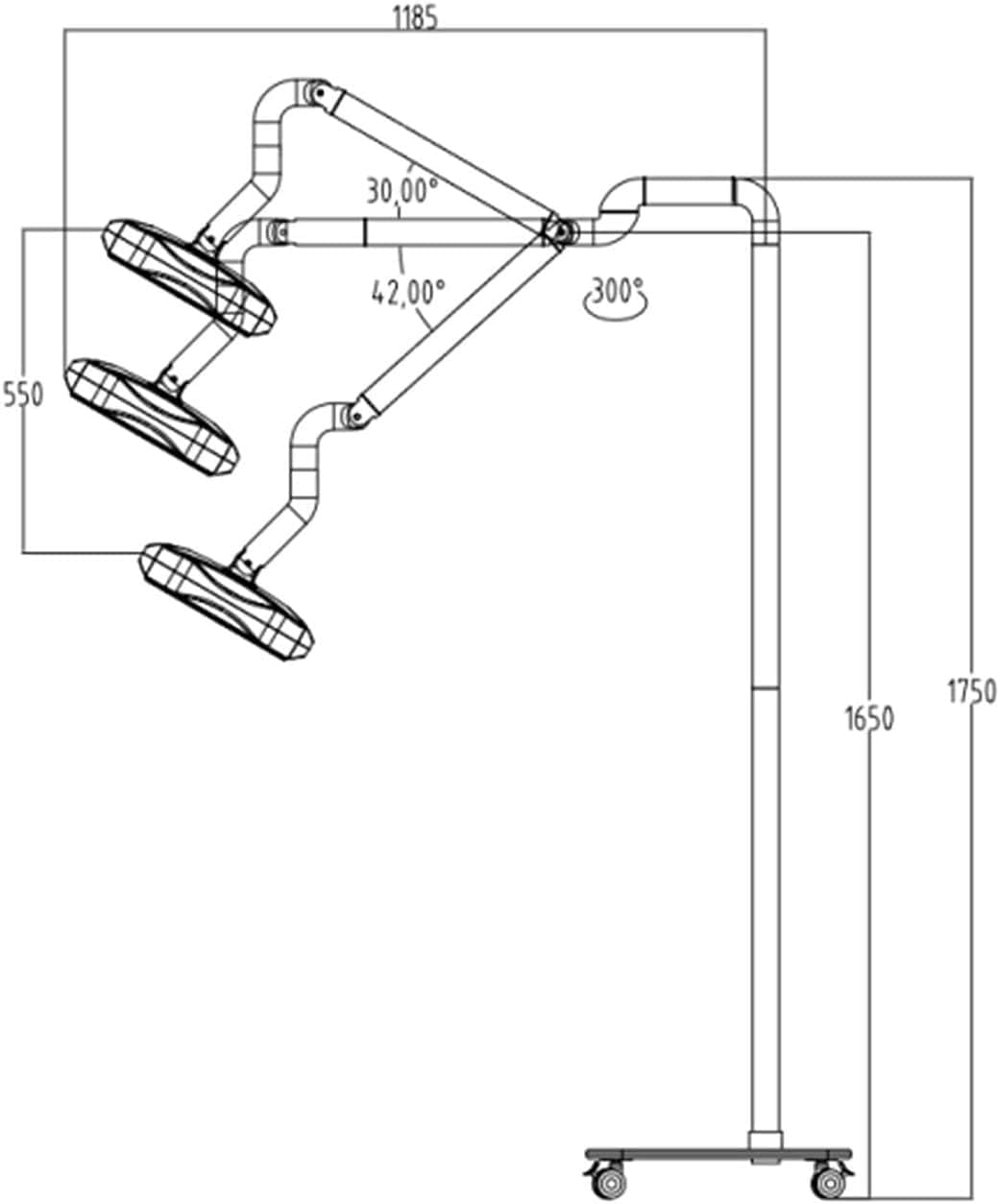 JD1700 30W LED Shadowless Light Oral Exam Lamp Surgical Lamp Cold Operating Lamp with Touch Switch&Senor Switch (Floor Stand)