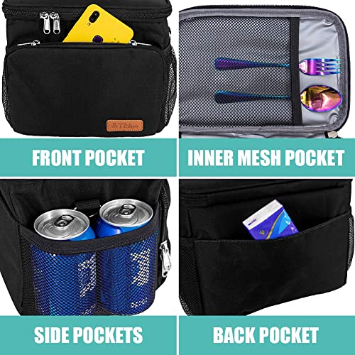 Tiblue Insulated Reusable Lunch Box For Office Work School Picnic Beach, Leakproof Freezable Cooler Bag With Adjustable Shoulder Strap (Medium, Black) #TOP4