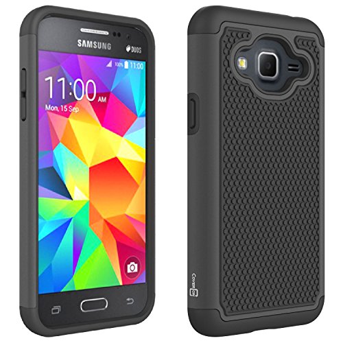 Galaxy J3 V Case, Galaxy Sol Case, Galaxy J3 Nova Case, Galaxy J3 2016 Case, CoverON [HexaGuard Series] Slim Hybrid Hard Phone Cover Case for Samsung Galaxy J3 V / J3 (2016) / Galaxy Sol Black