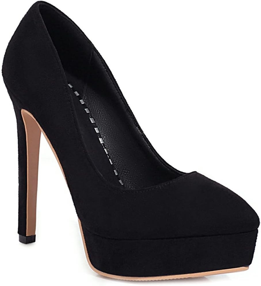 VOKLIN Women's Fashion Sexy Spikes Stilettos Platform High Heels Pumps Pointed Toe Slip On Dress Pump Shoes
