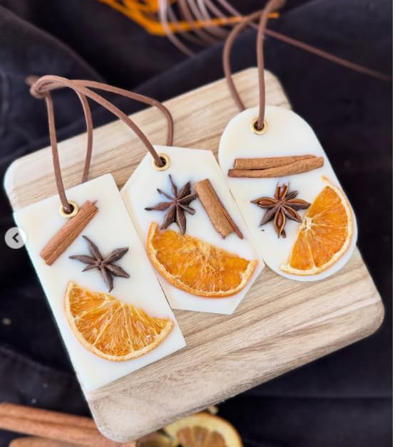 Autumn Scented Wax Sachets – Organic Wax Air Freshener for Wardrobe, Closet & Drawers – Maple, Cinnamon, Orange Blossom & Soft Vanilla – 3 Unique Shapes, Individual Gift Packing (Pack of 6)