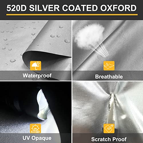 Antook Pop Up Camper Cover, 520D Oxford Folding Trailer Covers With Windproof Straps, Extra Thick Waterproof Anti-Uv For Pop-Up Tent Campers, 10-12Ft, Silver #TOP2