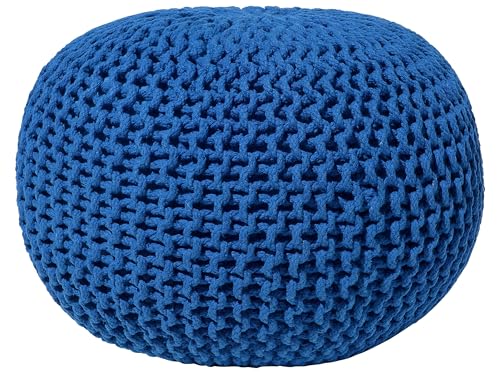 Beliani Puf otomana Azul Tejido de algodón