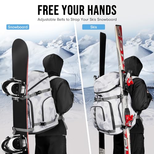 image for YOREPEK 65L Ski Boot Bag Backpack with 8 Pockets, Waterproof Ski Snowb