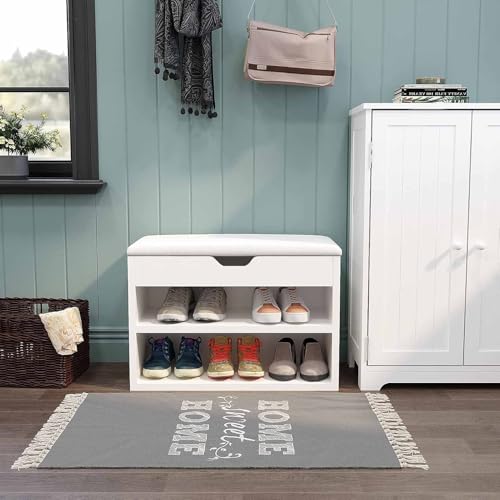 Banc de rangement avec assise pour chaussures meuble d'entrée à compartiment - 3