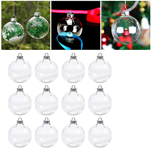 Richo Bolas de adorno de Navidad transparentes, diseño de bulbos, adornos de árbol de Navidad, botella de agua, jugo de leche, tazas para decoración de fiestas, bodas, adornos de árbol (12 unidades