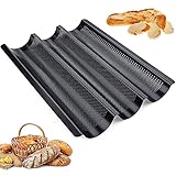 TAMAÑO: El tamaño de la bandeja de pan francés es de 38 * 24.5 * 2CM, con tres ranuras, que pueden acomodar fácilmente tres baguettes francesas para satisfacer sus necesidades.