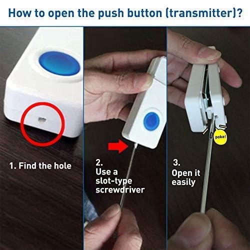 Funkklingel, Kabellose Türklingel 300m Reichweite, Wasserdicht Haustür Klingel kit mit Plug-In-Empfänger und Sender, 52 Melodien doorbell Mit LED Blitz - Wasserdicht Modell C (white)