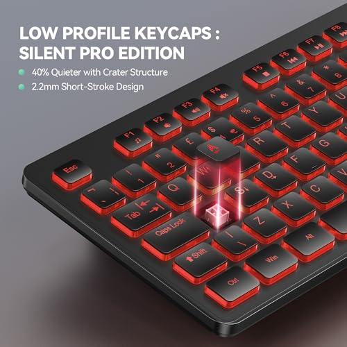 TECKNET Wired USB Keyboard, Backlit 7-Colors & Adjustable Brightness,Full-Size Keyboard with Numeric Keypad, Spill-Resistant Design, QWERTY UK Layout, Compatible with PC Laptop Desktop Windows - Image 5
