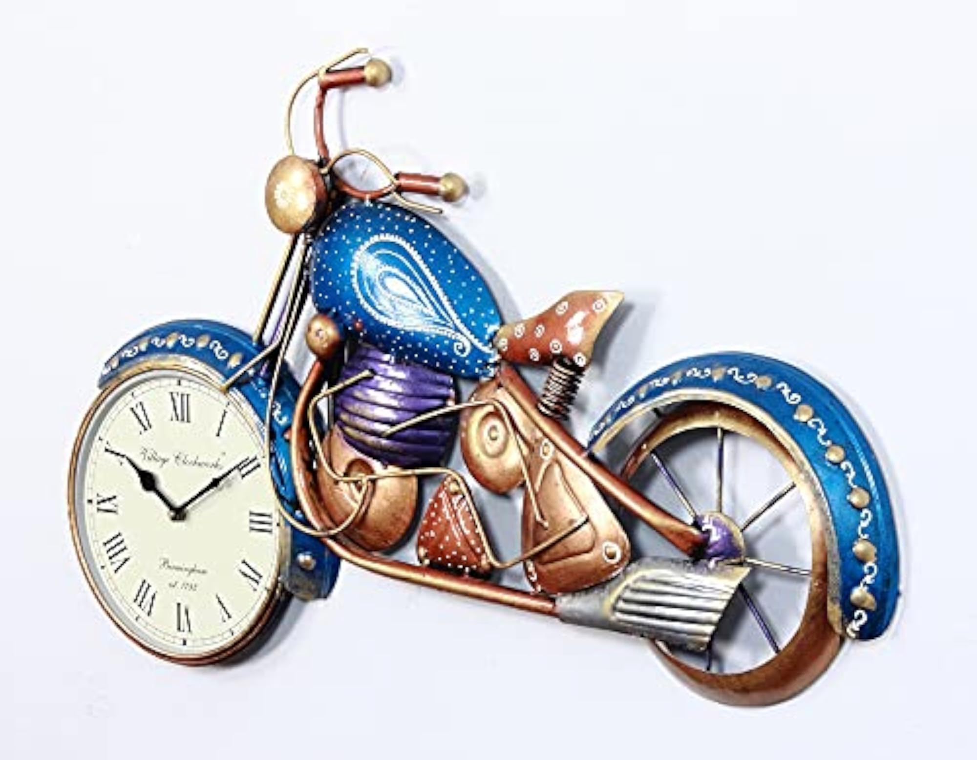 Iron Bike Clock Wall Mount, Multicolour
