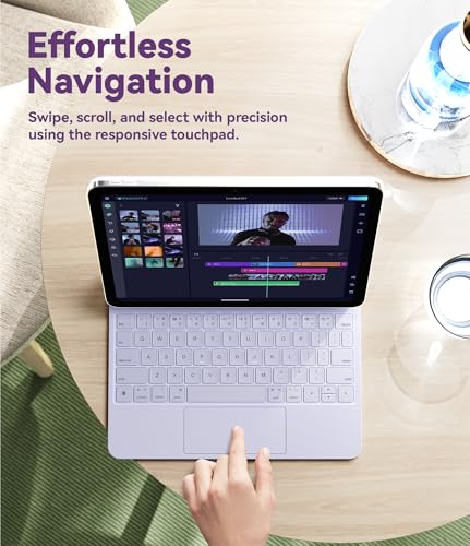 Image of GreenLaw for iPad 11th(A16,2025) /10th(2022) Generation Case with Keyboard, Magic-Style Keyboard Stand, 7 Color Backlit, Stain-Resistant Surface, Multi-Touch Trackpad, Light Purple