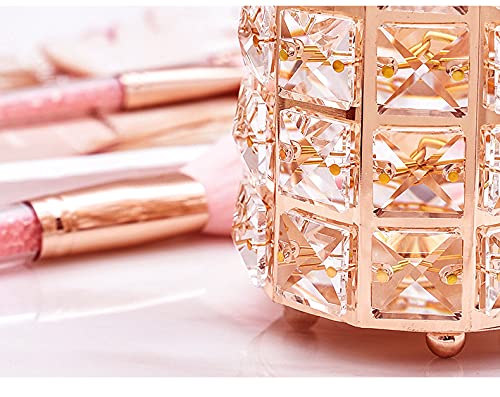 Tiardey Kristall Make-up Pinselhalter – Silberner Metallhalter Mit Acryl-Diamant-Design (12x9 Cm)