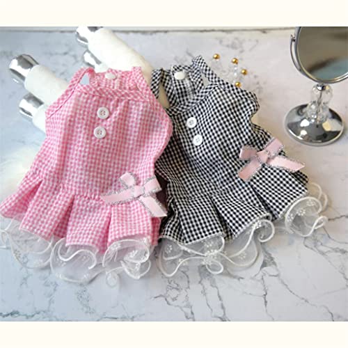 Houkai Dog Wedding Dress Plaid Ribbon Pet Dress Summer Accessories Clothes (Color : E, Size : Mcode) #TOP3
