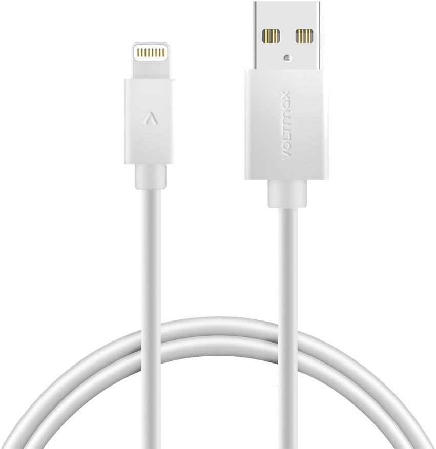 Apple MFi Certified Lightning Cable, Voltmax iPhone Charger w/Reinforced Aramid Fiber for iPhone Xs/Xs Max, Xr, X, 8/8Plus, 7/7Plus, 6/6Plus, 5s/5C/5, iPad Pro/Air 2, iPad Mini 4/3/2(White-3ft)
