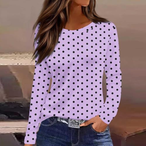 Womens Base Layer Tops Long Sleeve Fall Clothes Purple X-Large — view 2