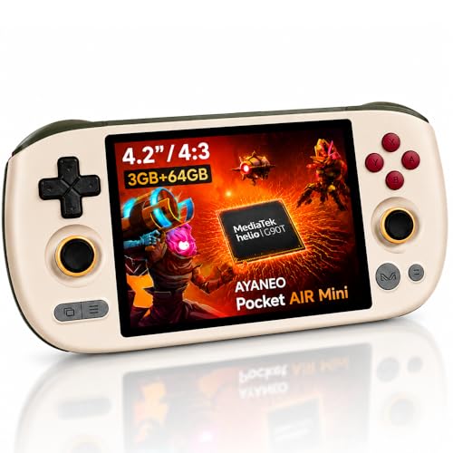 AYANEO Pocket AIR Mini [Xinput Vibration]-4.2 Inches 1280x960(Screen Aspect Ratio 4:3 ) Touch Screen Handheld Android 11 OS Retro Video Game Console Tablet PC 3GB MTK Helio G90T 64GB Storage WiFi 5